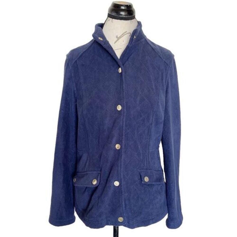 Liz Claiborne Womens Jacket Size 8 Button down Blue Quilted Grandmacore Cozycore